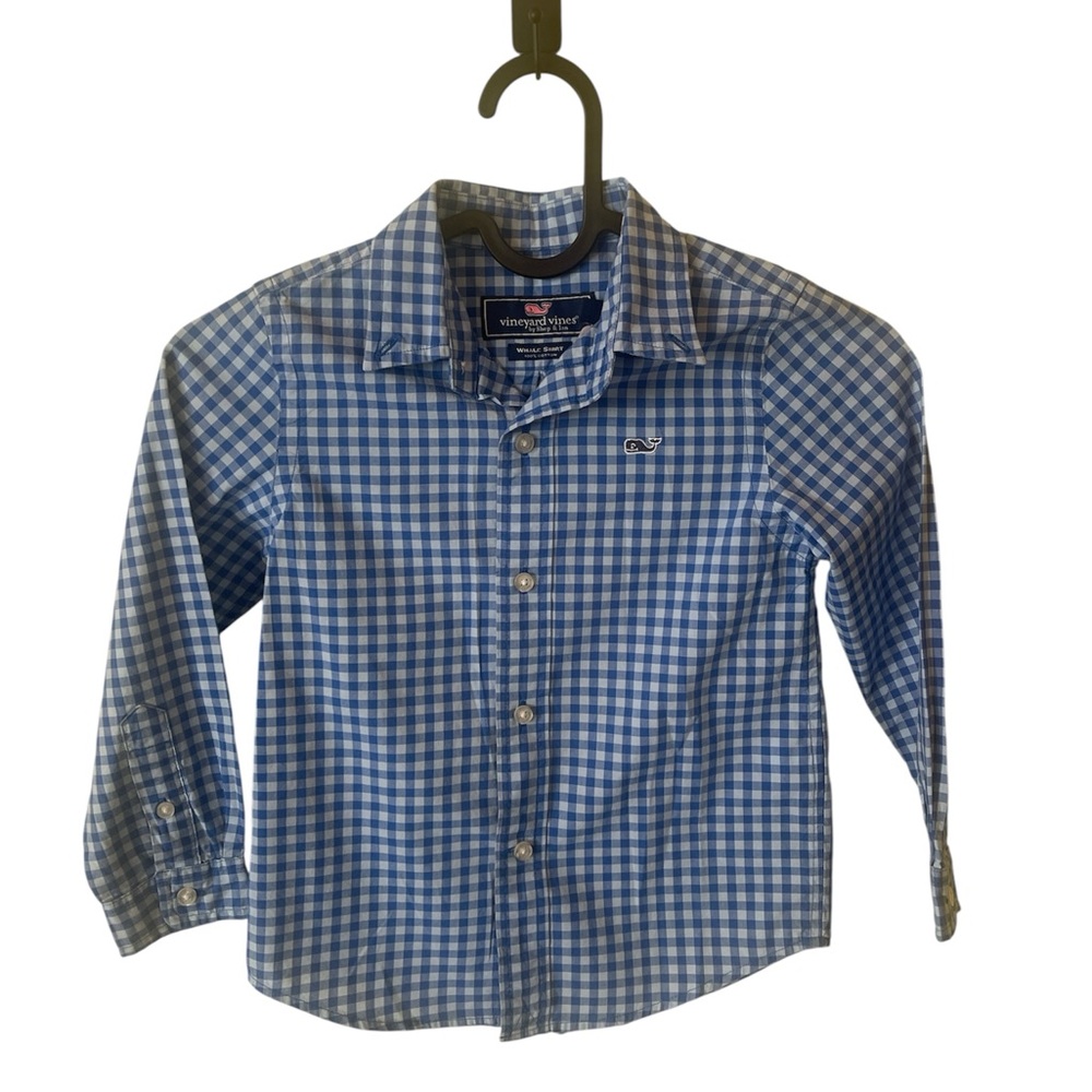 Vineyard Vines Kids Checkered Blue and White Polo